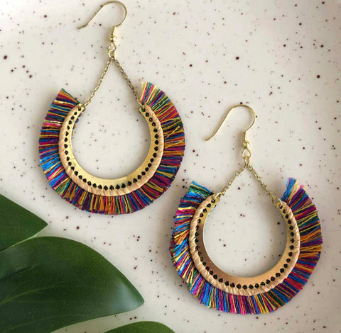 Colorful Indian Hoop Earrings brass