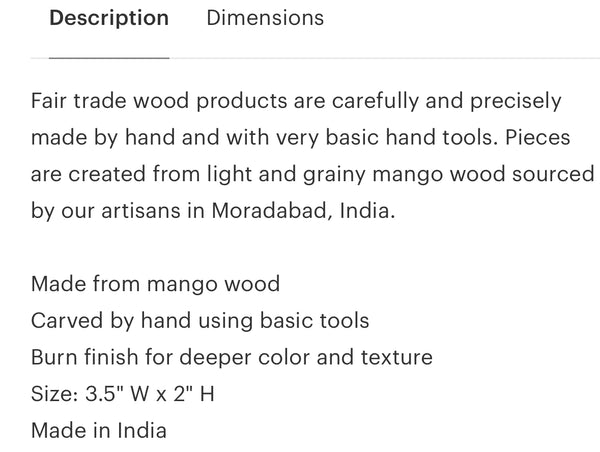 Mango Wood Coasters . India fair trade.