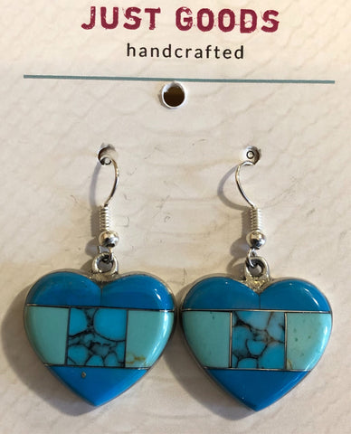 Colorful Fair Trade heart earrings. Hand crafted. Taxco, Mexico
