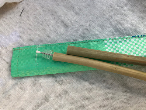 Bamboo fair trade straws with cleaner and case