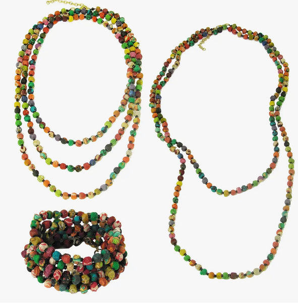 Colorful Beaded Necklace 24in. Fair Trade india