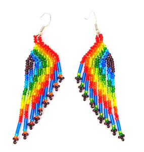 Rainbow beaded earrings from Guatemala. fair Trade