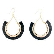 Fair trade  Earrings recycled Sari, brass - India
