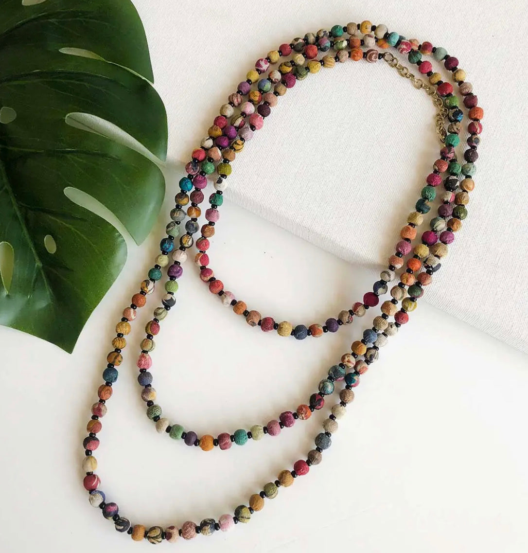 Colorful Beaded Necklace 24in. Fair Trade india