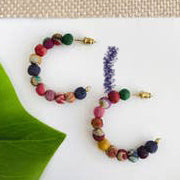 Sm Colorful Hoop Earrings recycled Sari - India